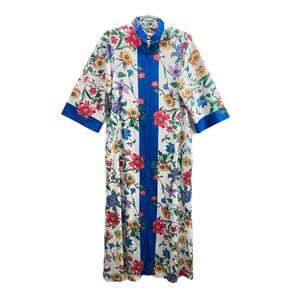 Vtg Evelyn Pearson Robe Size S / M Front Zip Floral Kimono Sleeve Union Made 70’